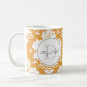 Oranje Mok Damask Monogrammed (Links)