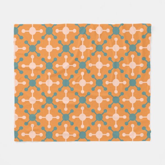 Oranje Molecule Shape Geometrische Retro Patroon Fleece Deken (Voorkant (Horizontaal))