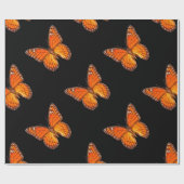 ORANJE MONARCH BUTTERFLES OP ZWARTE KLEUR CADEAUPAPIER (Vlak)