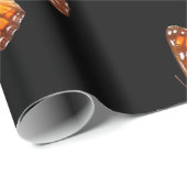 ORANJE MONARCH BUTTERFLES OP ZWARTE KLEUR CADEAUPAPIER (Rol Hoek)