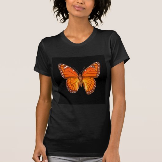 ORANJE MONARCH BUTTERFLES OP ZWARTE KLEUR T-SHIRT (Voorkant)