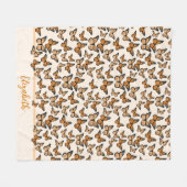 Oranje Monarch Butterflies Aangepaste naam Fleece Deken (Voorkant (Horizontaal))