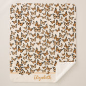 Oranje Monarch Butterflies Aangepaste naam Sherpa Deken (Voorkant)