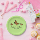 Oranje Monarch Butterflies Wedding Papieren Bordje (Feest)