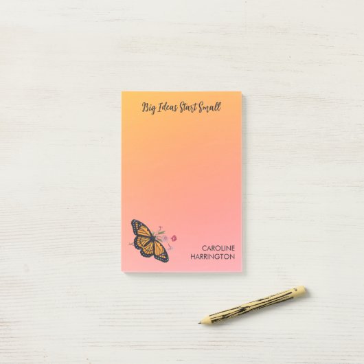 Oranje Monarch Butterfly  Inspirerend Post-it® Notes (Op bureau)