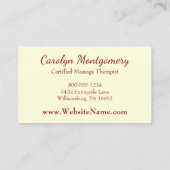 Oranje Monarch Butterfly Massage & Spa Visitekaartje (Achterkant)