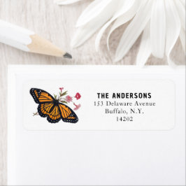 Oranje Monarch Butterfly Return Address Etiket
