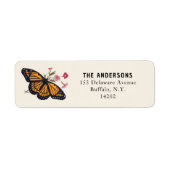 Oranje Monarch Butterfly Return Address Etiket (Voorkant)
