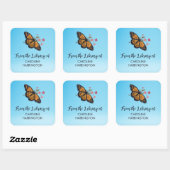 Oranje Monarch Butterfly Sky Blue Bookplate Vierkante Sticker (Vel)