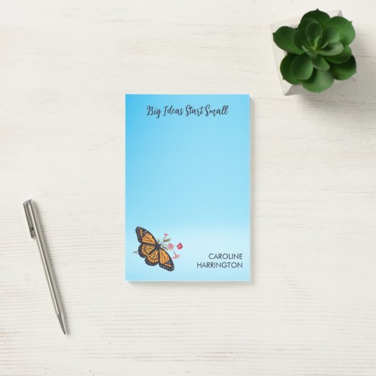 Oranje Monarch Butterfly Sky Blue Inspirerend Post-it® Notes (Kantoor)