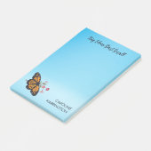Oranje Monarch Butterfly Sky Blue Inspirerend Post-it® Notes (Schuin)