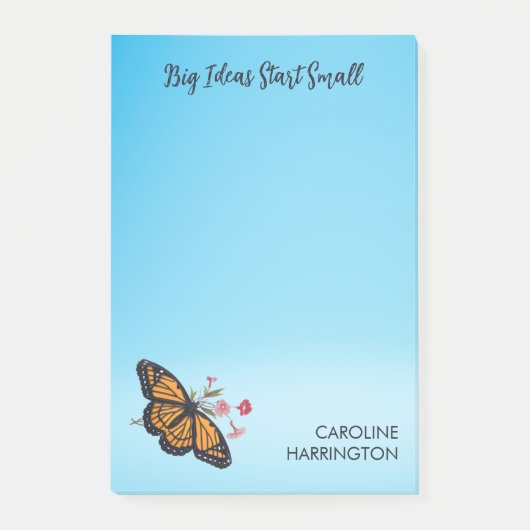 Oranje Monarch Butterfly Sky Blue Inspirerend Post-it® Notes (Voorkant)