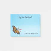 Oranje Monarch Butterfly Sky Blue Inspirerend Post-it® Notes (Voorkant)