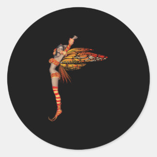 Oranje Monarch Pixie Vlinder Fairy 2 - Ronde Sticker