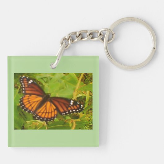 Oranje monarch sleutelhanger (Achterkant)