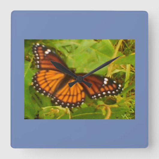 Oranje monarch vierkante klok (Voorkant)