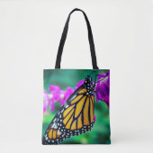 Oranje monarch vlinder foto paarse bloem chic tote bag (Voorkant)