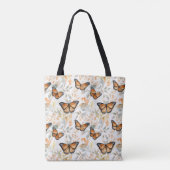 Oranje Monarch Vlinder Patroon Monogram Tote Bag (Achterkant)