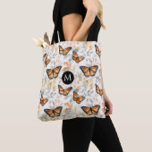 Oranje Monarch Vlinder Patroon Monogram Tote Bag (Dichtbij)