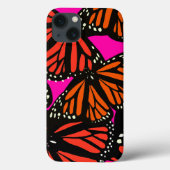 Oranje Monarch Vlinder Telefoon Case roze zwart (Achterkant)