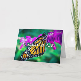 Oranje monarch vlinder verkennen script modern kaart