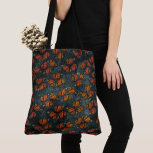 Oranje Monarch Vlinder Vleugels Marmergrijs Tote Bag