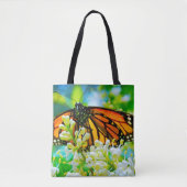 Oranje Monarch Vlinder Witte Bloem Foto Vet Tote Bag (Voorkant)