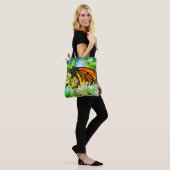 Oranje Monarch Vlinder Witte Bloem Foto Vet Tote Bag (Op model)