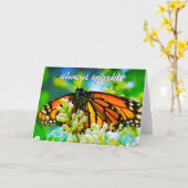 Oranje monarch vlinderfoto altijd schitteren kaart (Gele Bloem)