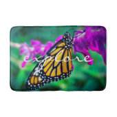 Oranje monarch vlinderfotografie Ontdek Quote Badmat (Voorkant)