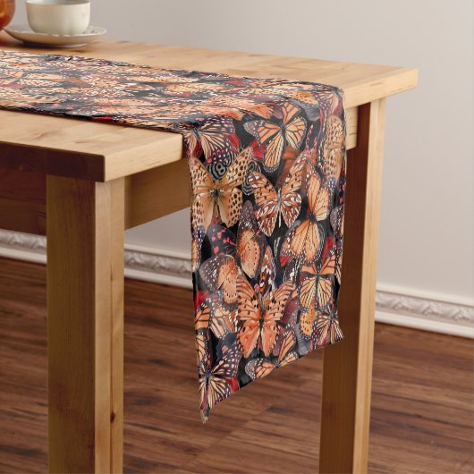 Oranje Monarches Butterflies Korte Tafelloper (Voorbeeld)