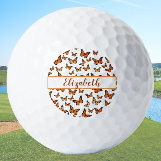  oranje monarchvlinder met aangepaste naam golfballen