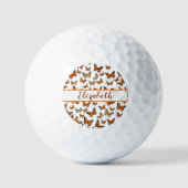  oranje monarchvlinder met aangepaste naam golfballen (Voorkant)