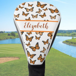  oranje monarchvlinder met aangepaste naam golfheadcover
