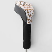 oranje monarchvlinder met aangepaste naam golfheadcover (Schuin)