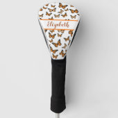 oranje monarchvlinder met aangepaste naam golfheadcover (Voorkant)
