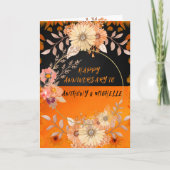Oranje Monochrome Bloemen Boho Gevouwen Uitnodigin (Voorkant)