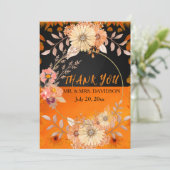 Oranje Monochroom Bloem Boho Vouw Uitnodiging (Staand voorkant)