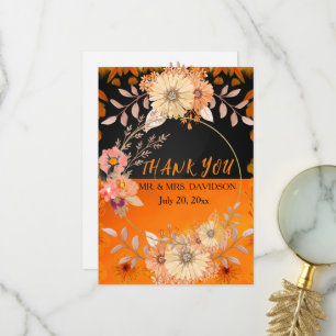 Oranje Monochroom Bloem Boho Vouw Uitnodiging