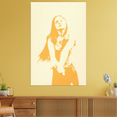 Oranje monochroom Vrouw Silhouette verfrissen Canvas Afdruk (Insitu (Woonkamer))