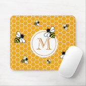 Oranje monogram bijen Honeycomb Patroon Muismat (Met muis)