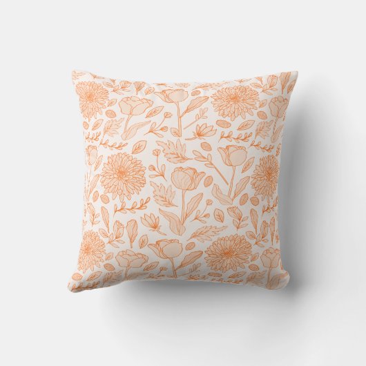 Oranje Monogram Bloemen Meisjes Sierkussen (Achterkant)