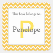 Oranje Monogram Boek Sticker (Voorkant)