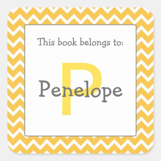 Oranje Monogram Boek Sticker (Voorkant)