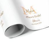 Oranje monogram bruidsfeest voeg naam toe modern s cadeaupapier (Rol Hoek)