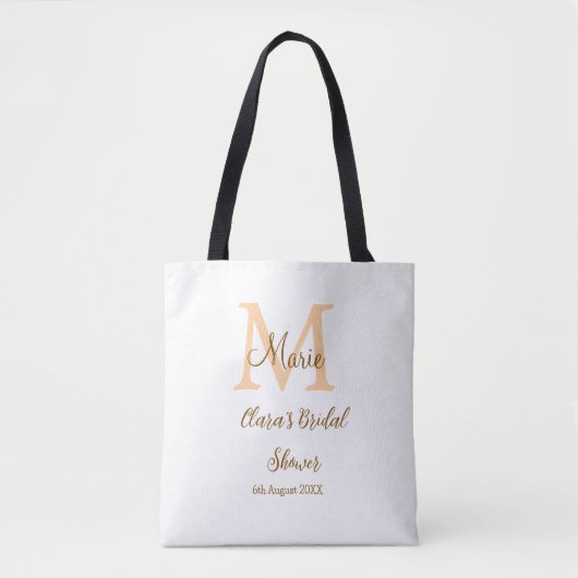 Oranje monogram bruidsfeest voeg naam toe modern s tote bag (Voorkant)