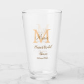 Oranje monogram bruiloft add naam modern simp glas (Achterkant)