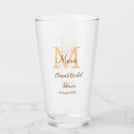 Oranje monogram bruiloft add naam modern simp glas (Voorkant)