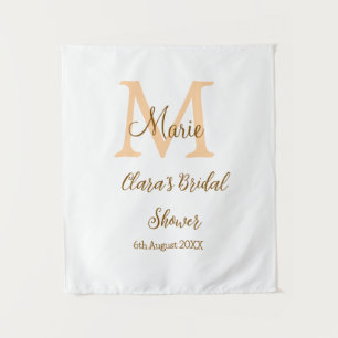 Oranje monogram bruiloft add naam modern simp wandkleed