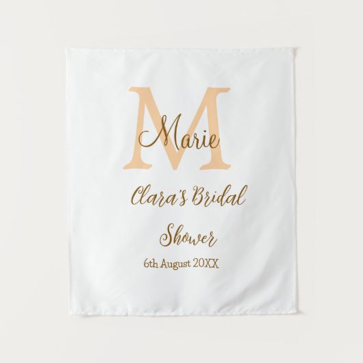 Oranje monogram bruiloft add naam modern simp wandkleed (Voorkant)